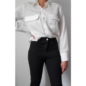 ZARA Button up Dress Shirt, White, Size S
